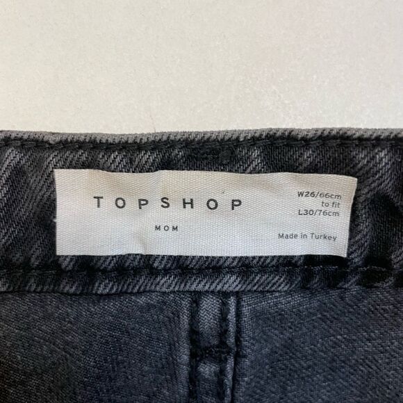 Topshop Alien Rhinestone All Over Logo Mom Denim Jeans Women Size 26 Black - Picture 6 of 10